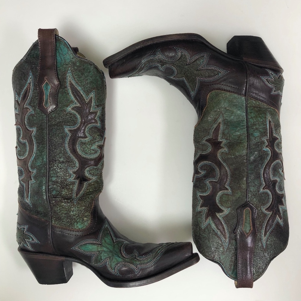 Corral Cowboy Boots 7.5 Teal/Brown